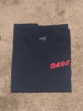D.A.R.E. Men's Black Crewneck T‑Shirt with Red Logo